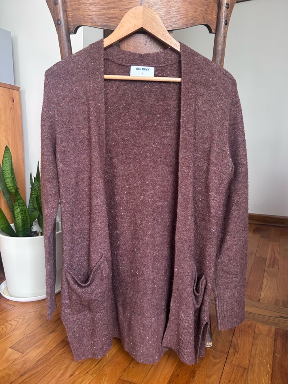 Old Navy Women's Brown Marled Open-Front Cardigan